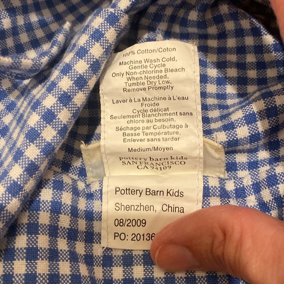 A lot of blue and white gingham Pottery barn basket liners - Picture 5 of 8